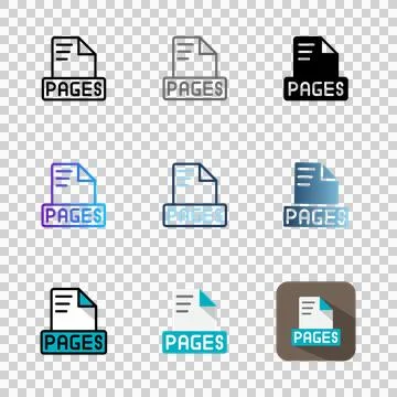 Set pages icons file format, with a consistent design and modern style. Ilustración de archivo