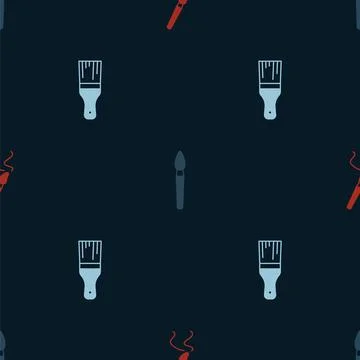 Set Paint brush,  and  on seamless pattern. Vector Illustrazione stock