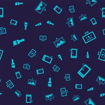 Set Paint brush Computer with design program Picture landscape and Graphic ta 스톡 일러스트