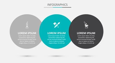 Set Paint brush, Feather and inkwell and bucket with. Business infographic .. Ilustração Stock