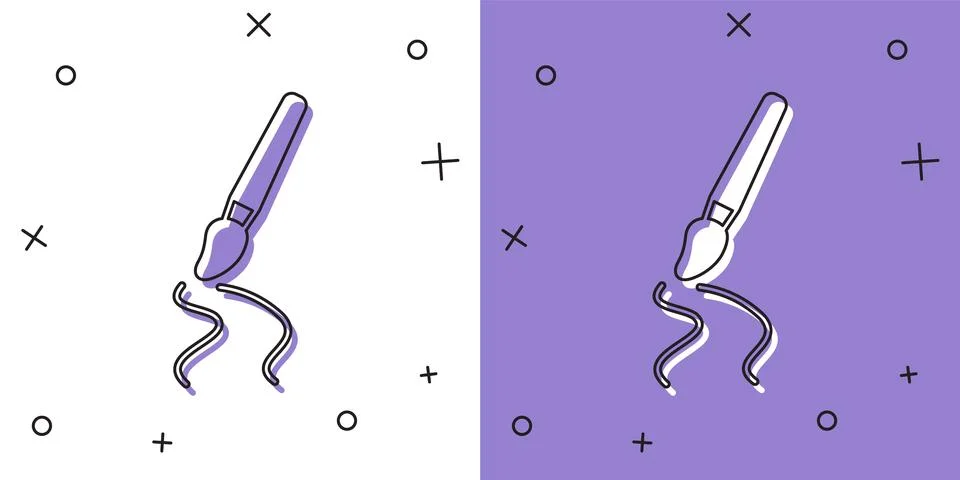 Set Paint brush icon isolated on white and purple background.  Vector Stock Illustration
