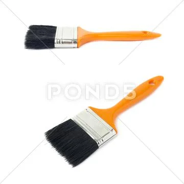 Set of Paint brush over isolated white background Stock Photos