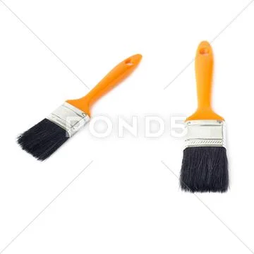 Set of Paint brush over isolated white background Stock Photos