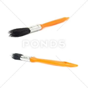 Set of Paint brush over isolated white background Stock Photos