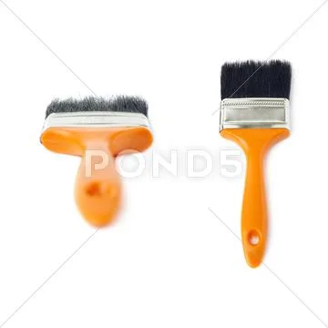 Set of Paint brush over isolated white background Stock Photos