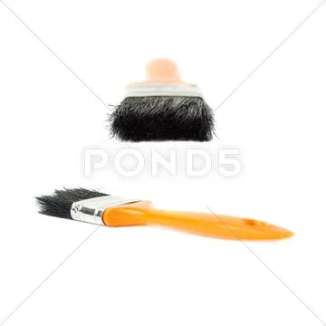 Set of Paint brush over isolated white background Stock Photos