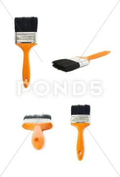 Set of Paint brush over isolated white background Stock Photos