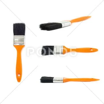 Set of Paint brush over isolated white background Stock Photos