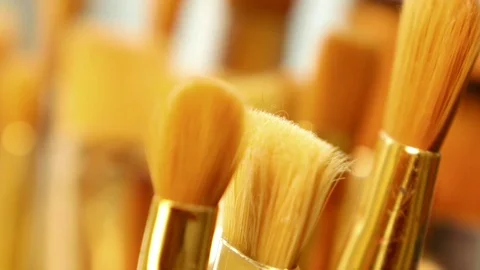 Set of paint brushes close-up. Art studio concept. Stock Footage 69963934