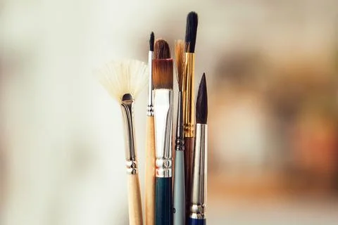 Set with paint brushes. Different paint brushes Foto stock