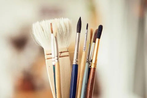 Set with paint brushes. Different paint brushes Stock Photos