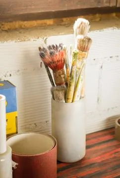 Set of paint brushes Stock Photos