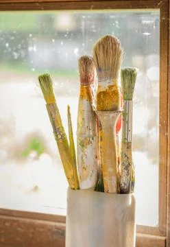Set of paint brushes Stock Photos