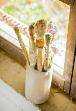 Set of paint brushes Stock Photos