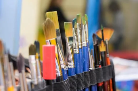 Set of paint brushes. Selective focus. Stock Photos