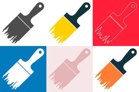 Set of paint brushes on a white background. Artistic brush icon. Brush Stock Illustration