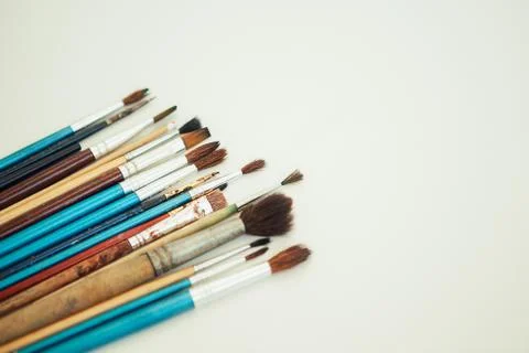 Set of paint brushes on the white background Foto stock