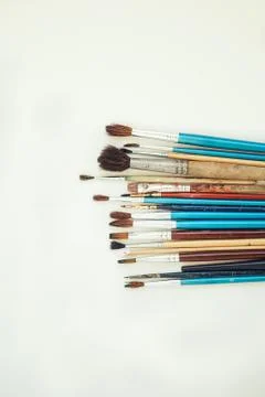 Set of paint brushes on the white background Stock Photos