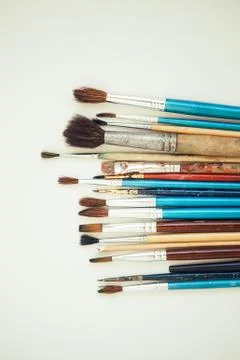Set of paint brushes on the white background Stock Photos