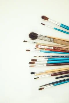 Set of paint brushes on the white background Stock Photos