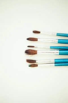 Set of paint brushes on the white background Foto stock