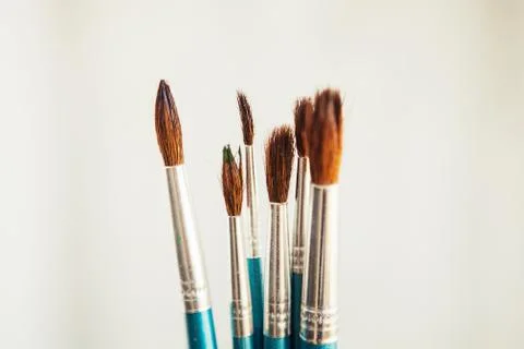 Set of paint brushes on the white background Stock Photos