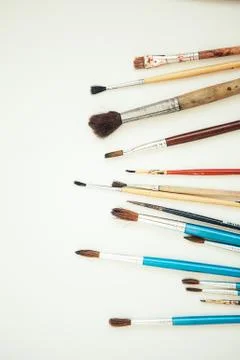 Set of paint brushes on the white background Foto stock