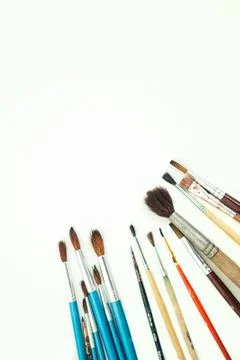 Set of paint brushes on the white background Stock Photos