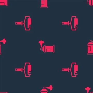 Set Paint roller brush and spray can on seamless pattern. Vector Illustrazione stock