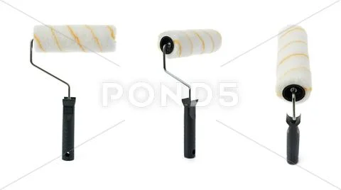 Set of Paint roller over isolated white background Stock Photos