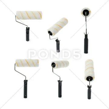 Set of Paint roller over isolated white background Stock Photos