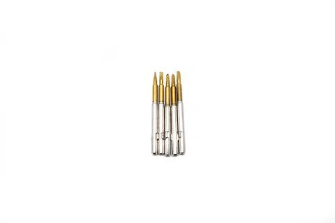 Set of paint Screw head isolated on a white background. Top view. Stock Photos