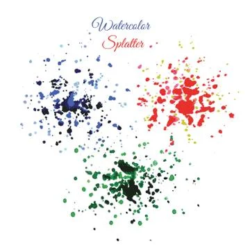 Set Paint Splash with Grunge Texture Stock Illustration