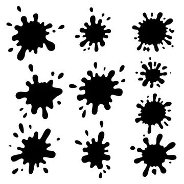 Set of paint splashes. Paint splatter, blobs. Vector illustrations Ilustración de archivo