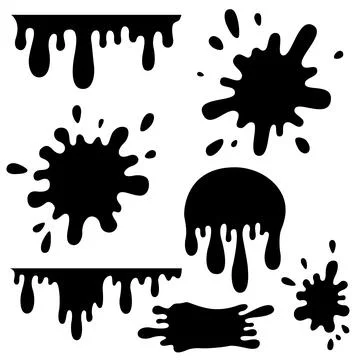 Set of paint splashes. Paint splatter, blobs. Vector illustrations Ilustración de archivo