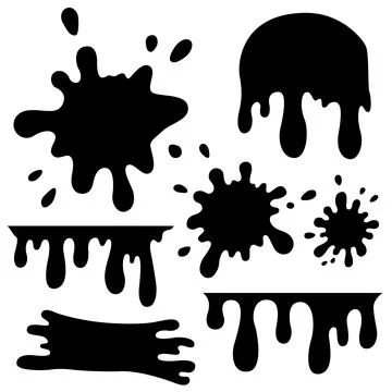 Set of paint splashes. Paint splatter, blobs. Vector illustrations Stock Illustration