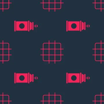 Set Paint spray can and Grid graph paper on seamless pattern. Vector Stock Illustration