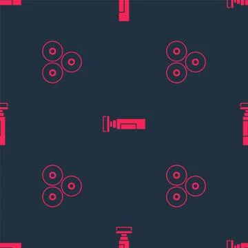 Set Paint spray can and Marker pen on seamless pattern. Vector Stock Illustration