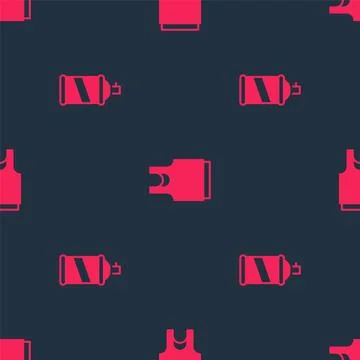 Set Paint spray can and Undershirt on seamless pattern. Vector Stock Illustration