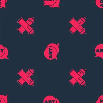 Set Paint spray can and Speech bubble with text art on seamless pattern. Vect Illustrazione stock