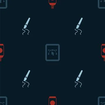 Set Paint spray can Computer with design program and brush on seamless patter Ilustração Stock