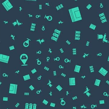 Set Paint spray can, Spiral notebook, and gun on seamless pattern. Vector Stock Illustration