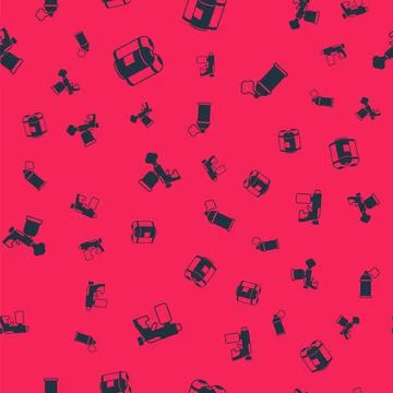 Set Paint spray gun, can,  and  on seamless pattern. Vector Stockillustratie