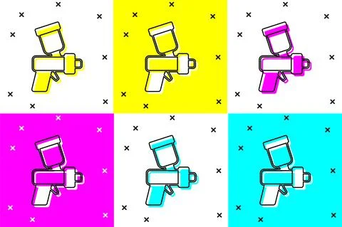 Set Paint spray gun icon isolated on color background. Vector Stock-Illustration