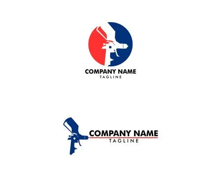 Set of Paint Spray Gun Logo Template Design Stock Illustration