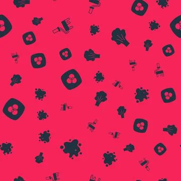 Set Paint spray, roller brush, RGB and CMYK color mixing and on seamless pattern Stock Illustration