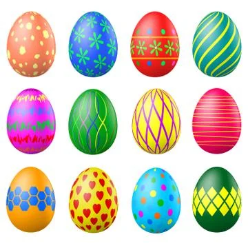 Set of painted Easter eggs with patterns Stock Illustration