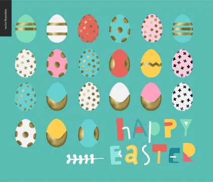 Set of painted eggs Illustrazione stock