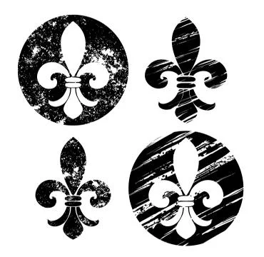 Set of painted Fleur-de-lis Stock Illustration