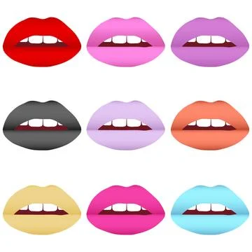 Set of painted lips Stock Illustration